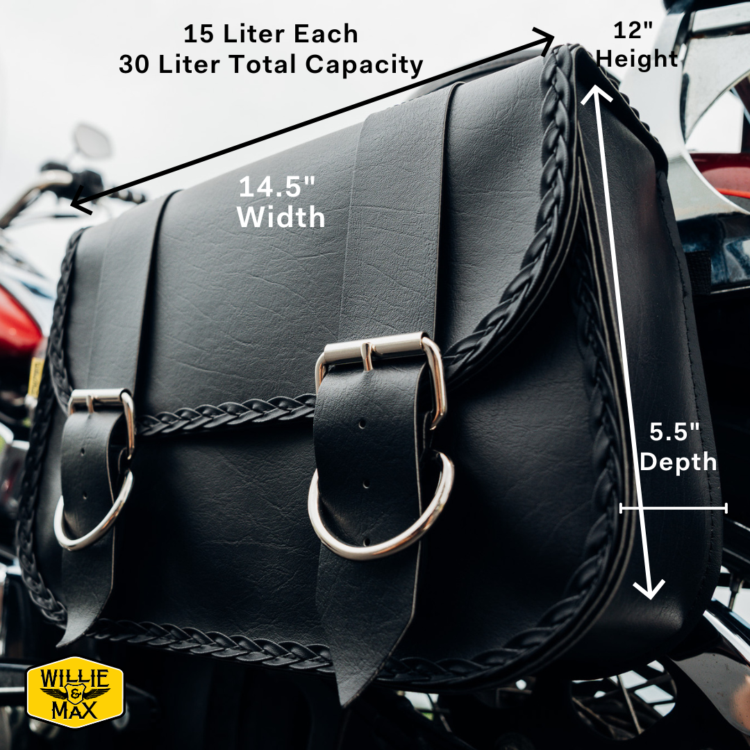 Willie & Max Braided Series Large Straight Saddlebags. Handcrafted in the USA. Limited Lifetime Warranty. - Image 2