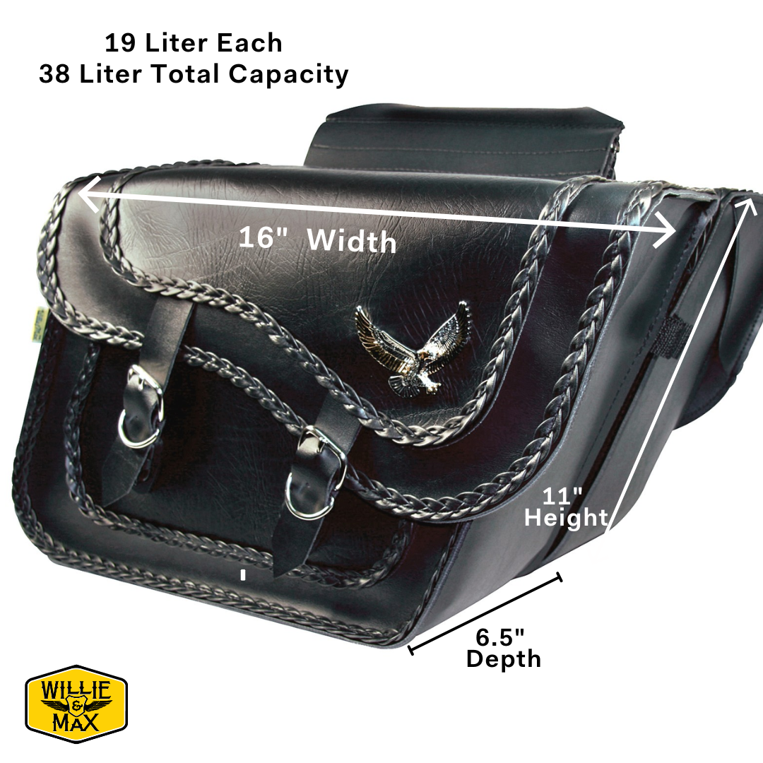 Willie & Max Black Magic Series Large Slant Saddlebags. Handcrafted in the USA. Limited Lifetime Warranty - Image 2