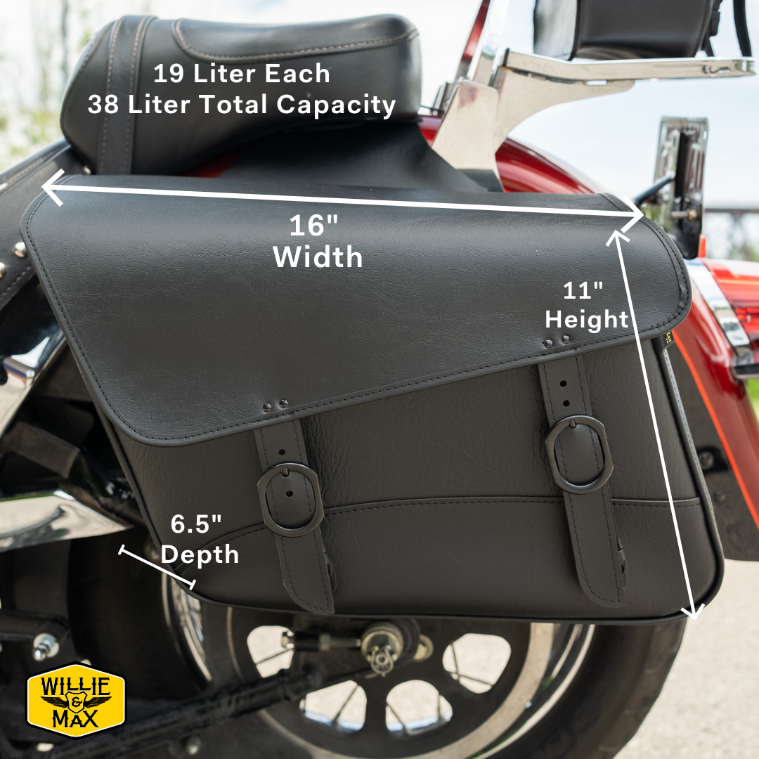 Willie & Max Black Jack Large Slant Saddlebag Set - Image 2