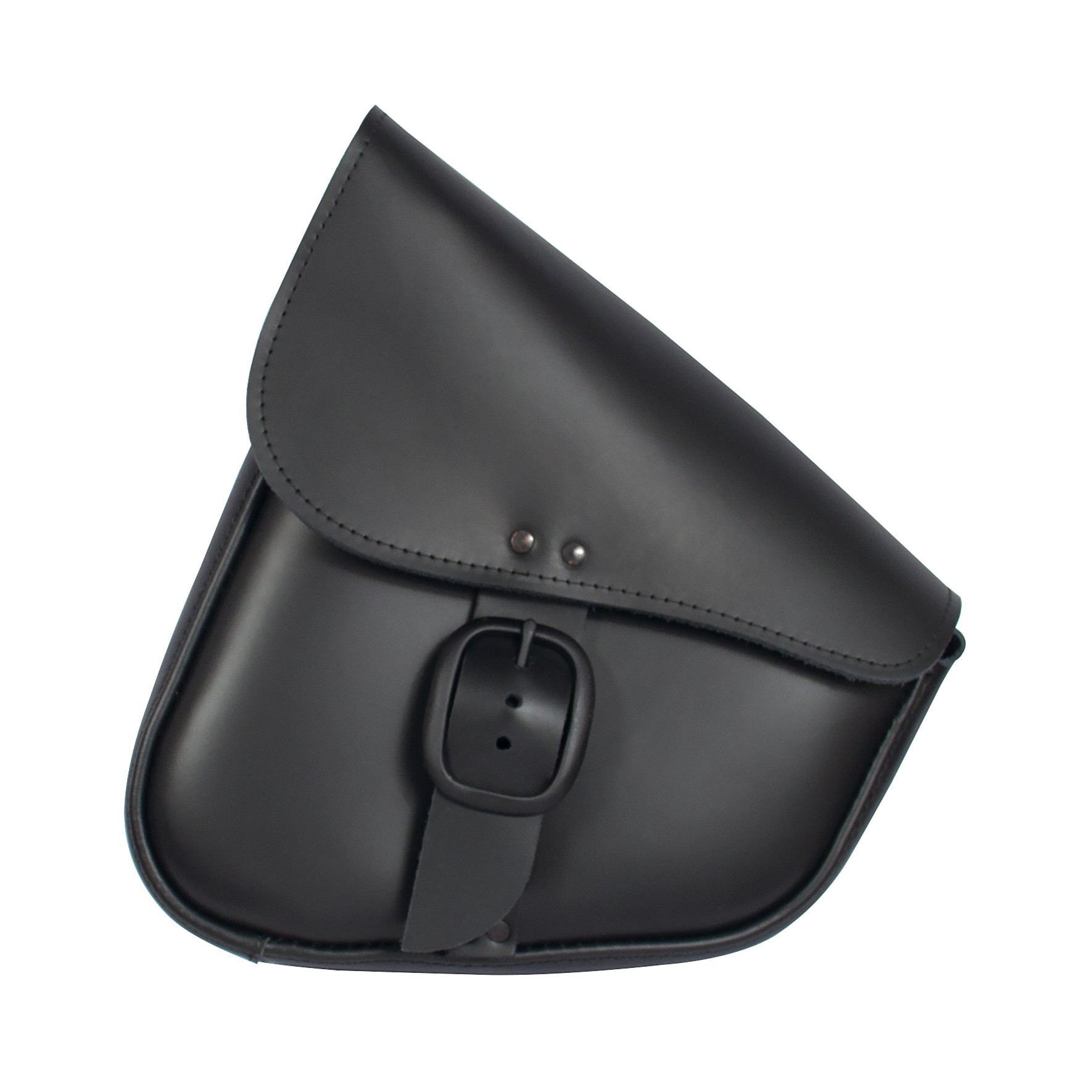 Willie & Max Black Leather Swingarm Bag with Matte Black Buckle