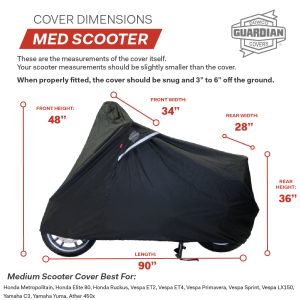 Dowco WeatherAll Plus Medium Scooter Cover Dimensions